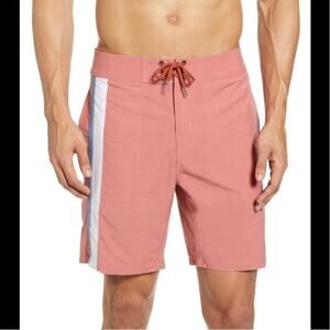 Faherty Toro Stripe Board Shorts in Venice Red sz 36 unlined